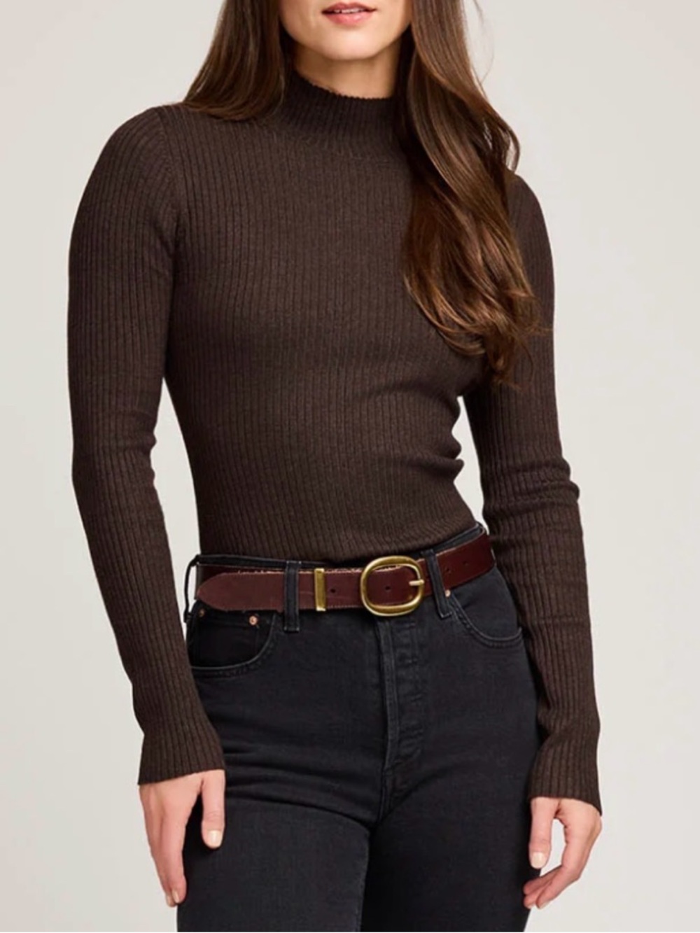 Gentle Fawn Brown Ribbed ARLEN MOCK NECK Sweater - XS